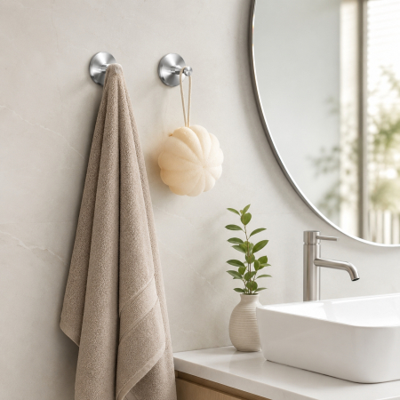 Set 4 Cuiere Baie Crom Nichelat, Montaj pe Perete – Design Modern [1]