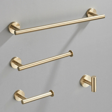 ACCESORII BAIE - Set accesorii baie, auriu periat, 4 piese,