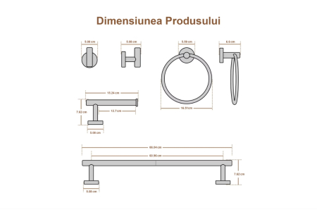 Set accesorii baie, auriu periat [5]