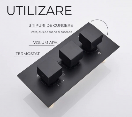 Set de dus cu termostat, 3 functii de curgere a apei, ploaie  si cascada [3]