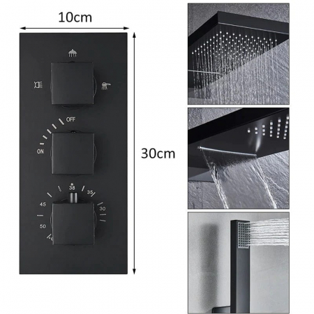 Set de dus cu termostat, 3 functii de curgere a apei, ploaie  si cascada [2]