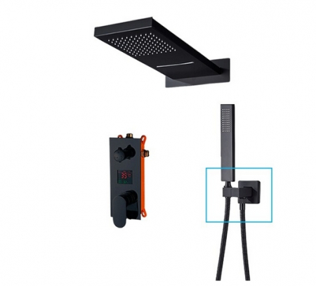 Set de dus incastrat negru cu termostat