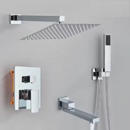 SET DE DUS INCASTRAT - Set de dus incastrat crom Novara, para patrata 40 cm, 3 functii