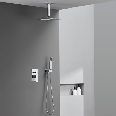 Set de dus incastrat in tavan, cu para patrata mare de 40cm, 2 sau 3 functii de curgere a apei,Nova Crom [2]