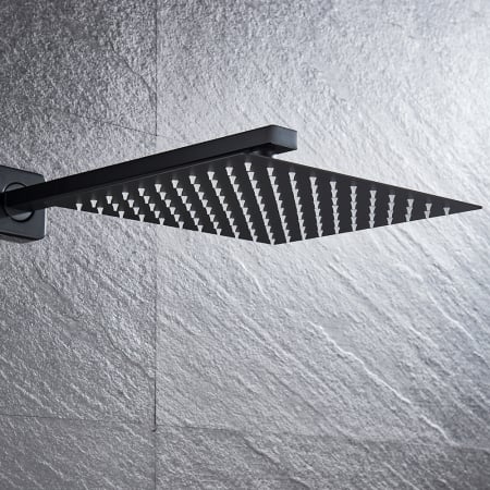 Set de dus negru mat Novara cu para patrata 30x30cm / 25x25cm , cu 2 functii de curgere a apei [9]