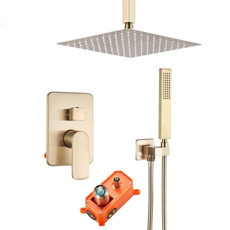 SET DE DUS INCASTRAT - Set dus incastrabil in tavan, cu para patrata 30 cm, 2 sau 3 functii de curgere a apei