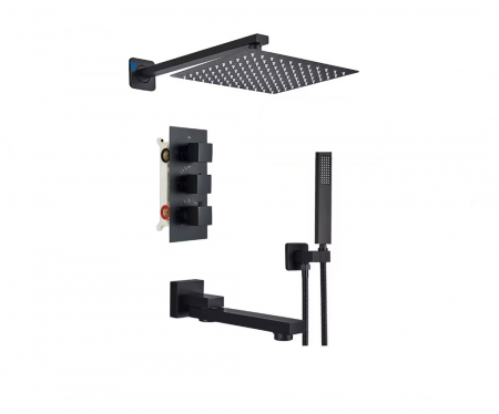 SET DE DUS INCASTRAT - Set dus termostat 3 functii negru mat
