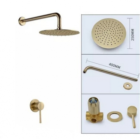 Sistem de dus incastrat cu para rotunda 25 cm , auriu nichelat [3]