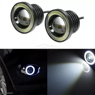Set 2 Proiectoare ceata 76 mm Angel Eyes cu LED DRL Lumina Alba  [2]