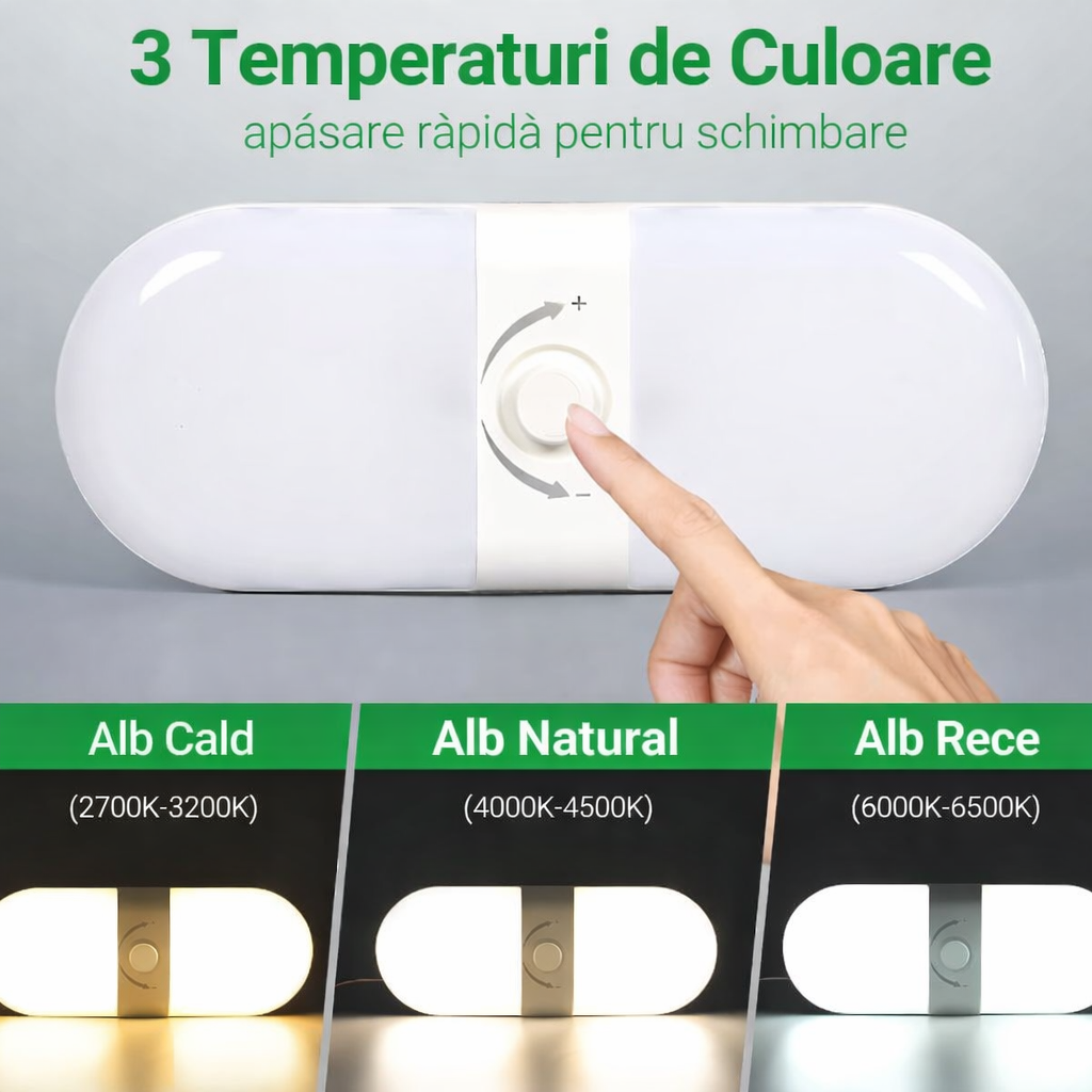 Lampă LED Interior 12V pentru Dubă, Camper și Rulotă - 180LED, 33 cm, 3 Temperaturii de Culoare, Intensitate Reglabilă, Iluminare Compartiment Marfă [2]