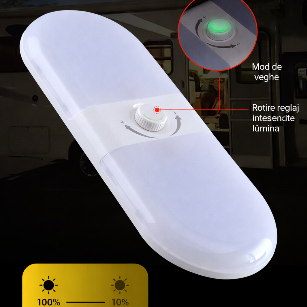 Lampă LED Interior 12V pentru Dubă, Camper și Rulotă - 180LED, 33 cm, 3 Temperaturii de Culoare, Intensitate Reglabilă, Iluminare Compartiment Marfă [4]