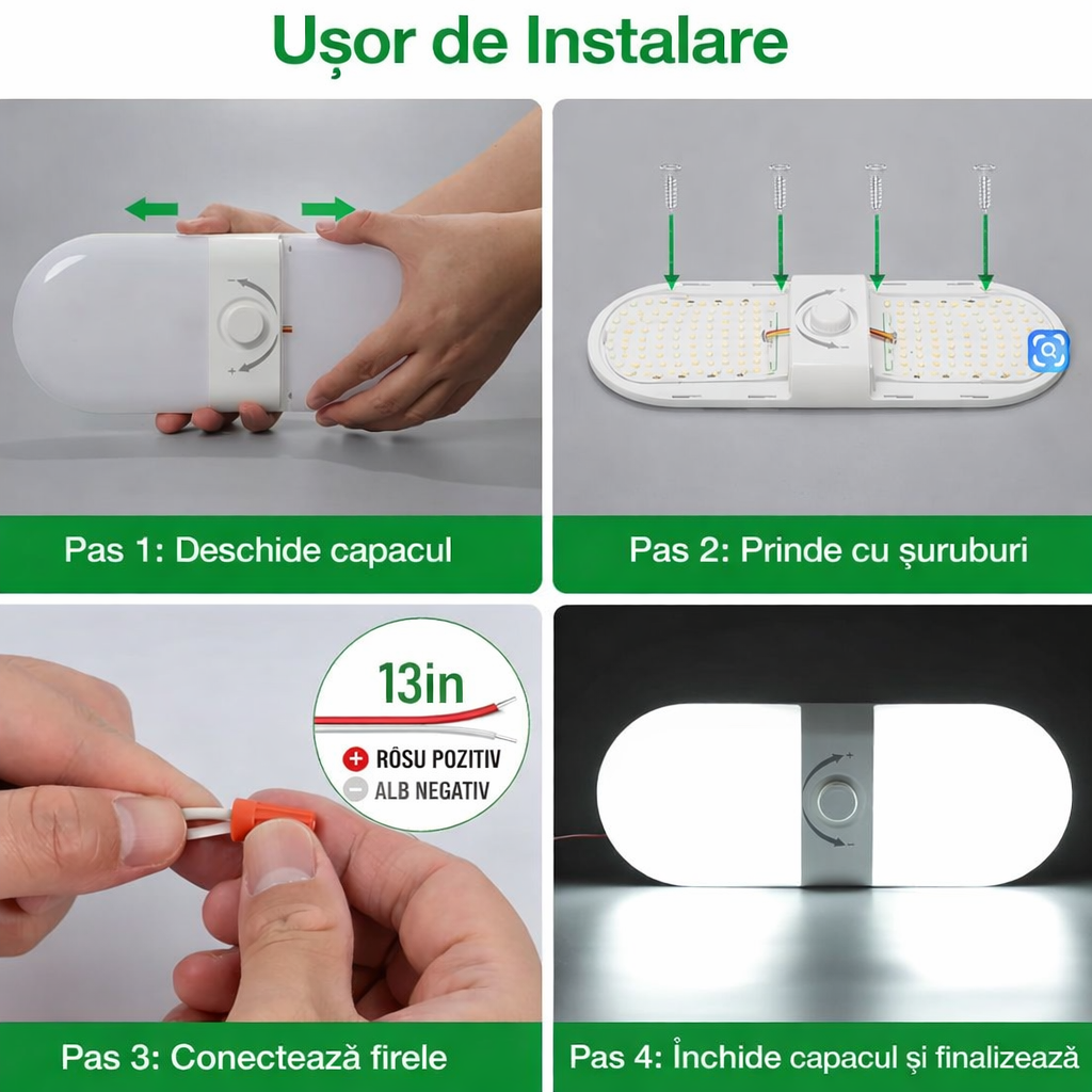 Lampă LED Interior 12V pentru Dubă, Camper și Rulotă - 180LED, 33 cm, 3 Temperaturii de Culoare, Intensitate Reglabilă, Iluminare Compartiment Marfă [3]