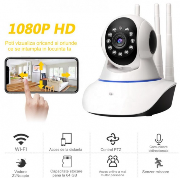 Baby monitor Camera Wireless 1080P, WiFi, vedere noctura, Detectie Miscare [4]