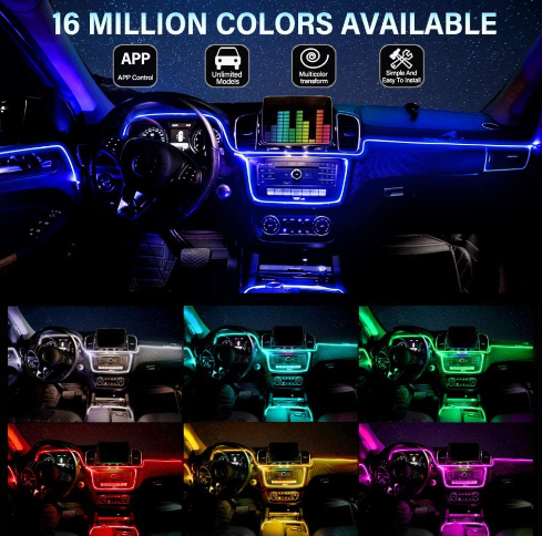 Banda LED auto, lumina ambientale , 6M, aplicatie mobil, 5 module [3]