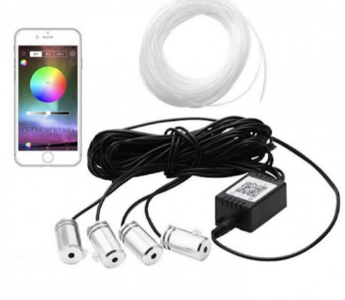 Banda LED auto, lumina ambientale , 6M, aplicatie mobil, 4 module [3]