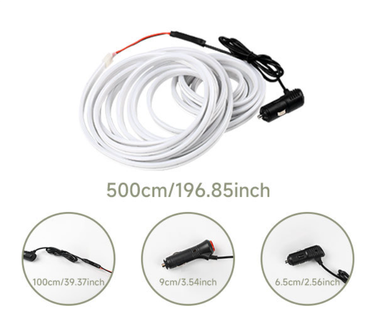 Bandă LED Portbagaj Auto 5M cu Senzor Magnetic, Mufă Brichetă 12V, Iluminare Alb Rece [4]