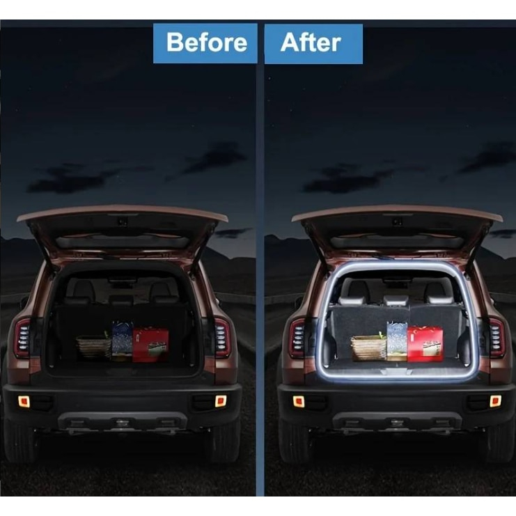 Bandă LED Portbagaj Auto 5m cu Senzor Magnetic, 12V Conectare Brichetă, 6000K Alb Rece, Pornire Automată, Universală [2]