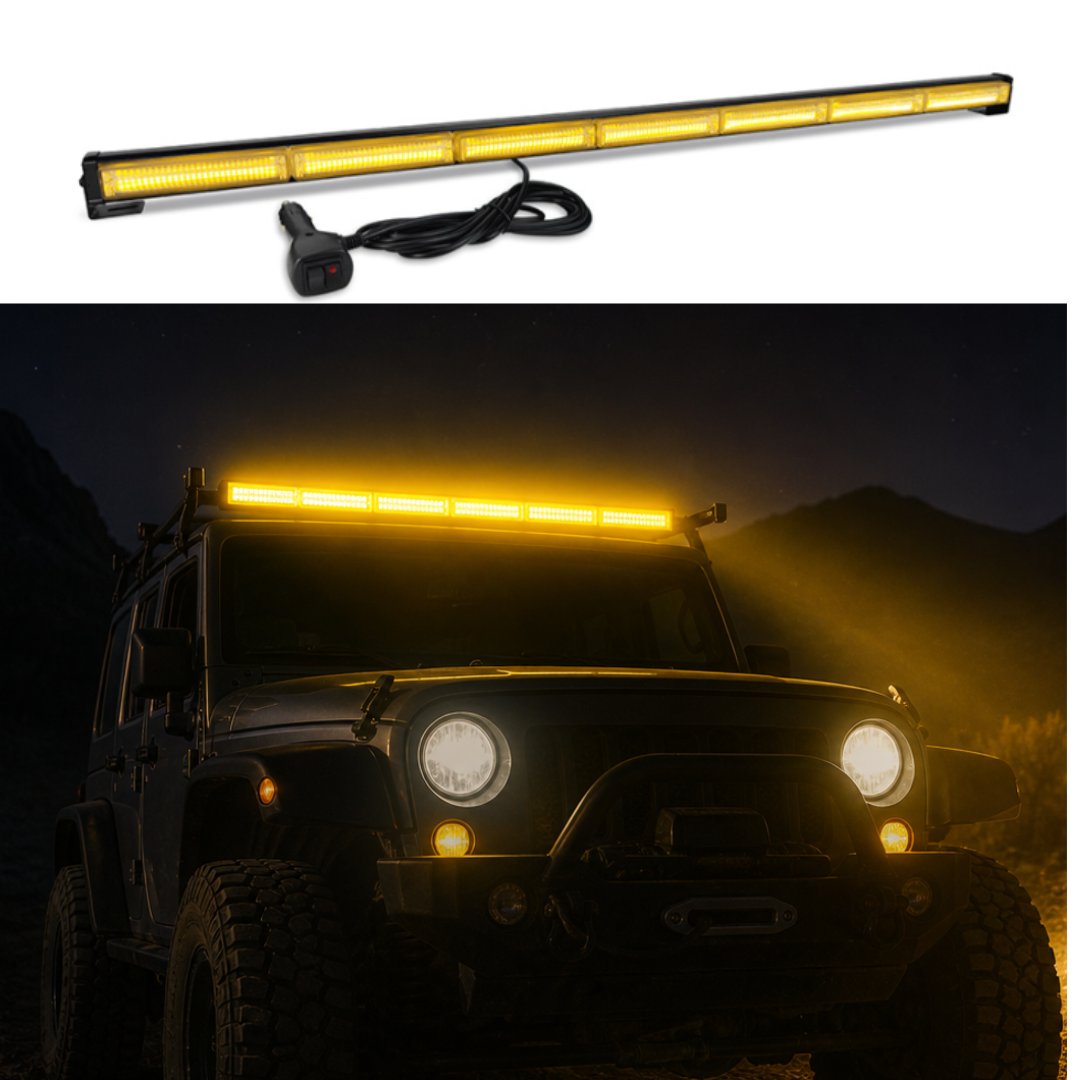 Bară Girofar LED BZRSH 104 cm, 7 Module COB, Galben, 12-24V – Acoperire Maximă pentru Camioane și TIR-uri [3]