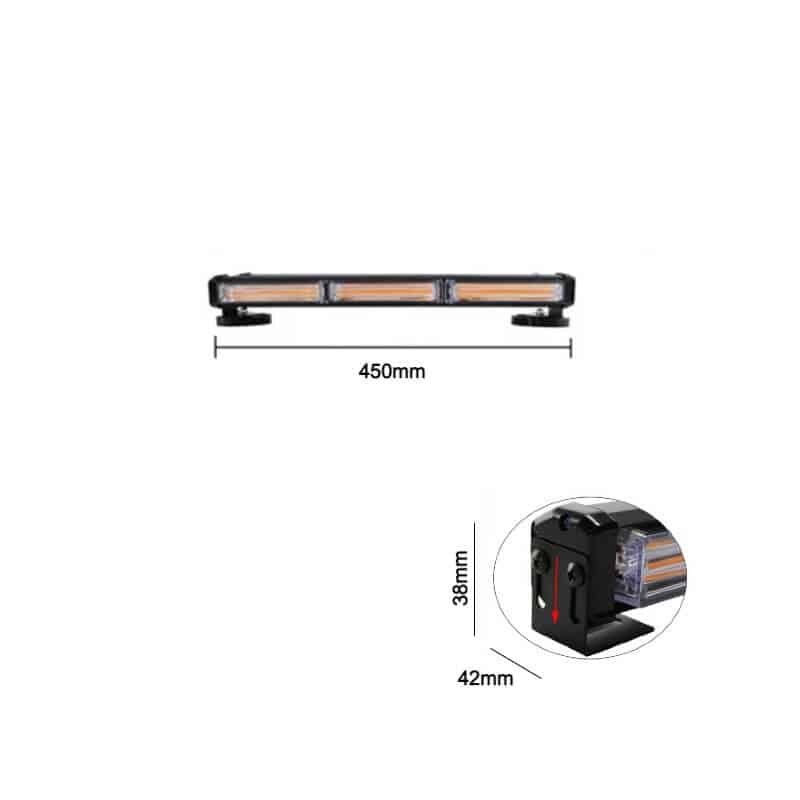 Bara LED girofar 45 cm, 54W, lumina galbena, functii stroboscop, 12V, 3000K [5]