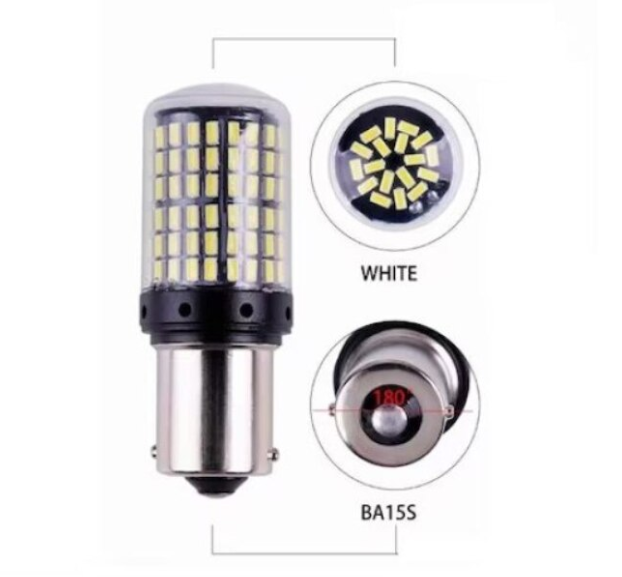 Bec LED Canbus 1156/BA15S P21W 3014, 144 LED-uri Marsarier, Alb, 6000K, BZRSH [6]