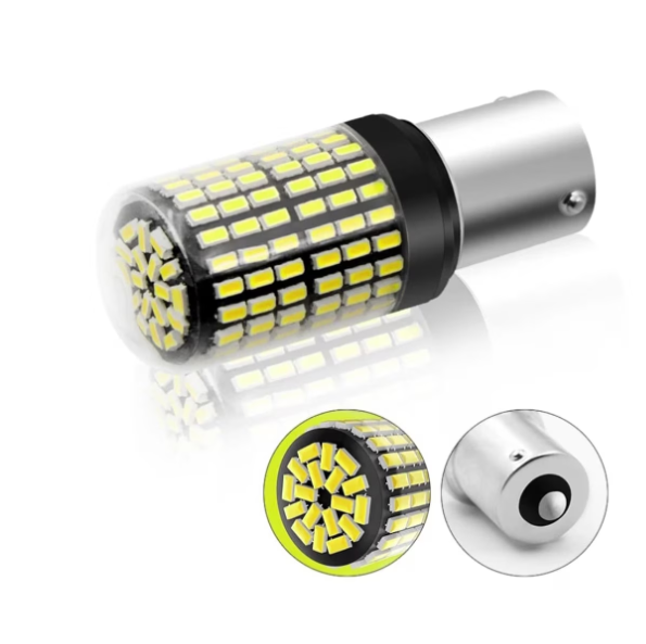 Bec LED Canbus 1156/BA15S P21W 3014, 144 LED-uri Marsarier, Alb, 6000K, BZRSH [3]
