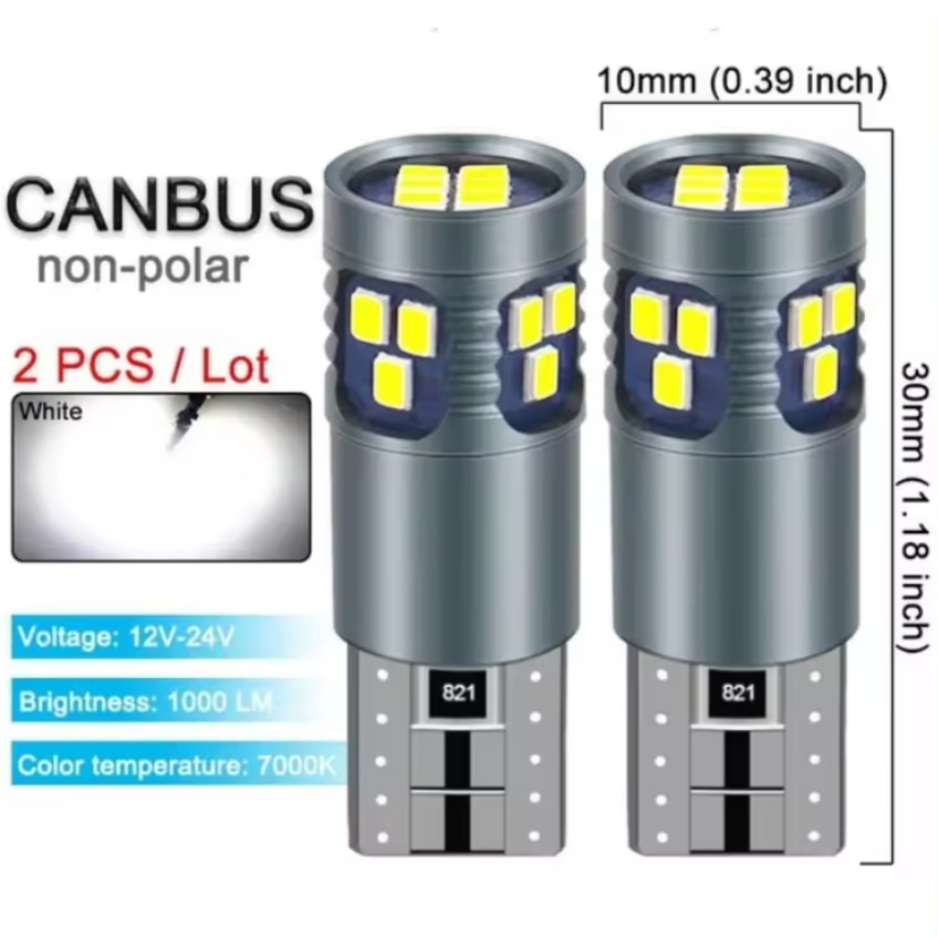 Bec LED T10 W5W BZRSH, 18 LED SMD, 12V, 2 bucati, pentru pozitie, plafoniera, portbagaj, semnalizare, lumini oglinda, lumini ambientale, lumina alba 6000k, canbus [3]