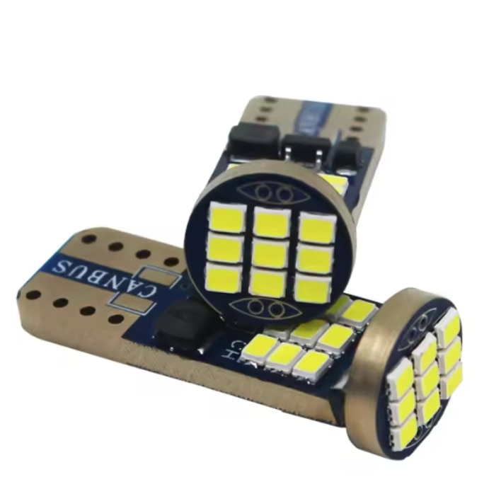 Bec LED T10 W5W BZRSH, 27 LED SMD, 12V, 2 bucati, pentru pozitie, plafoniera, portbagaj, semnalizare, lumini oglinda, lumini ambientale, lumina alba 6000k, canbus [1]