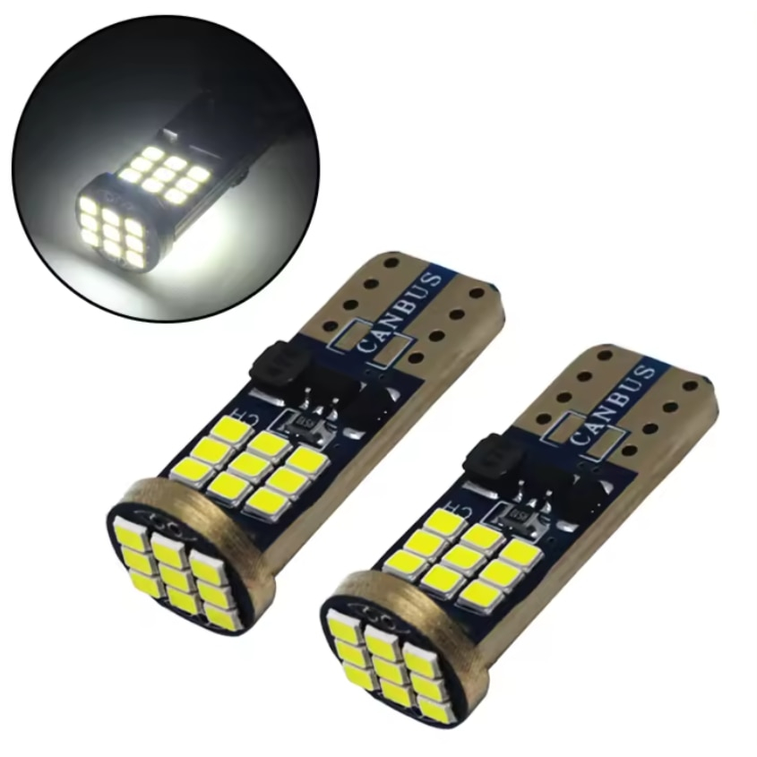 Bec LED T10 W5W BZRSH, 27 LED SMD, 12V, 2 bucati, pentru pozitie, plafoniera, portbagaj, semnalizare, lumini oglinda, lumini ambientale, lumina alba 6000k, canbus [2]