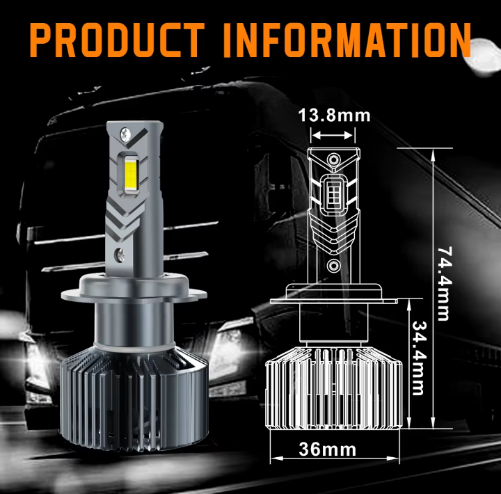 Becuri LED H7 24V Profesionale pentru Camioane & TIR - Set 2 BZRSH 120W Canbus 12000LM 6000K Alb Rece, Plug&Play Heavy Duty pentru DAF, MAN, Volvo, Scania [3]