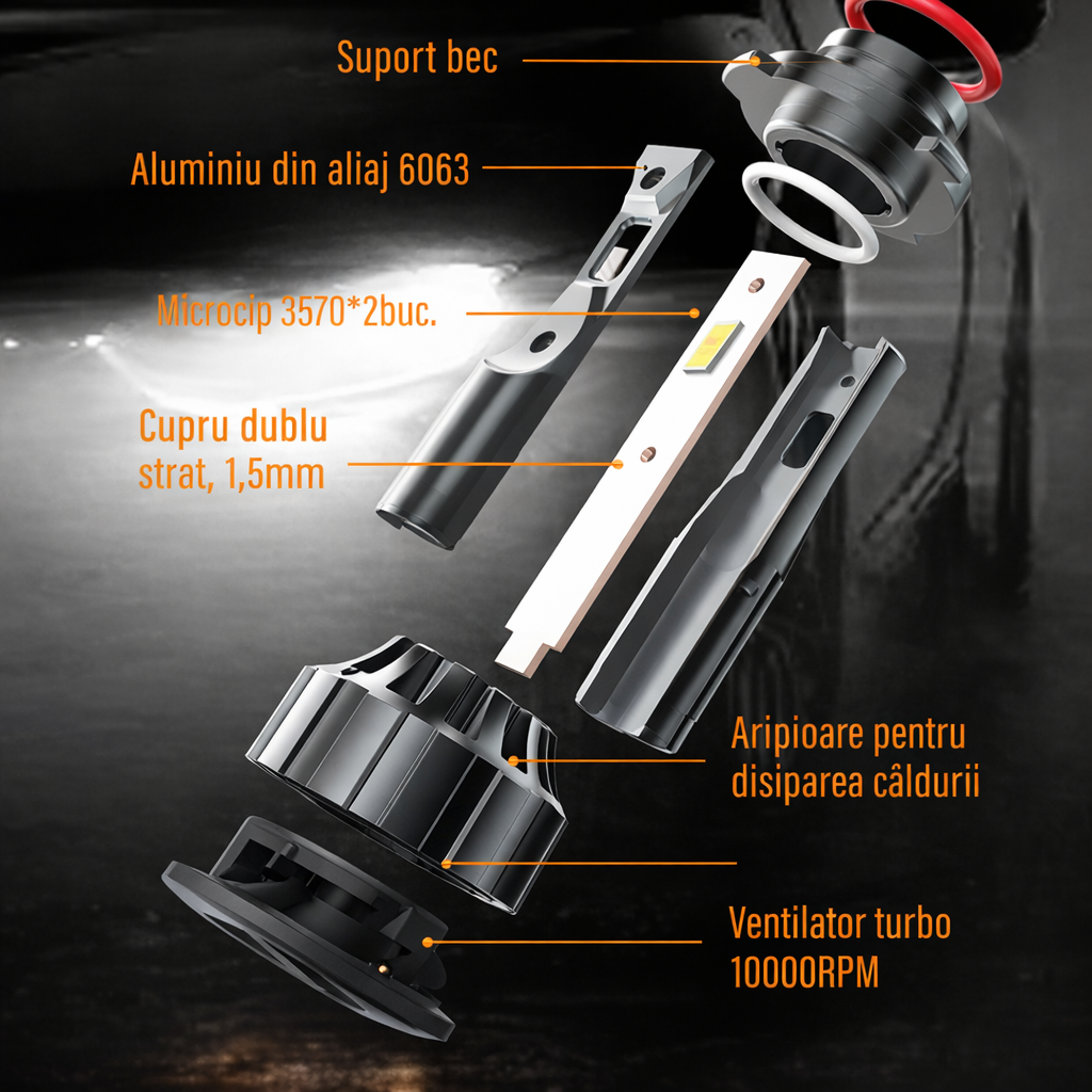 Becuri LED H7 V20 Ultra PRO - 12000 lumeni, 6000K alb rece, CANBUS, fara eroare [3]