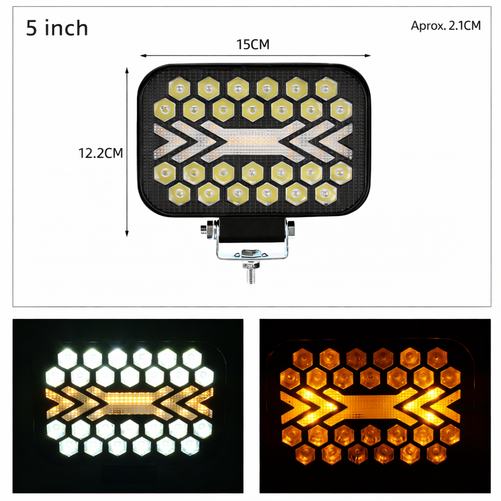BZRSH Dual Vision 5” – Set 2 Proiectoare LED Off-Road cu Moduri Flash | Flow | Constant și Dual Color Alb + Amber [2]