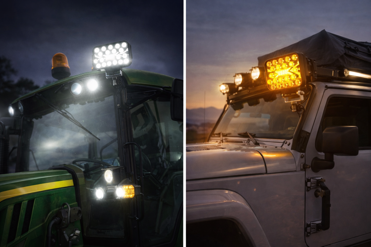 Set 2 Proiectoare LED Off-Road cu Moduri Flash | Flow | Constant și Dual Color Alb + Amber, 3 inch [2]