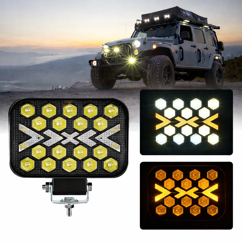 Set 2 Proiectoare LED Off-Road cu Moduri Flash | Flow | Constant și Dual Color Alb + Amber, 4 inch [4]