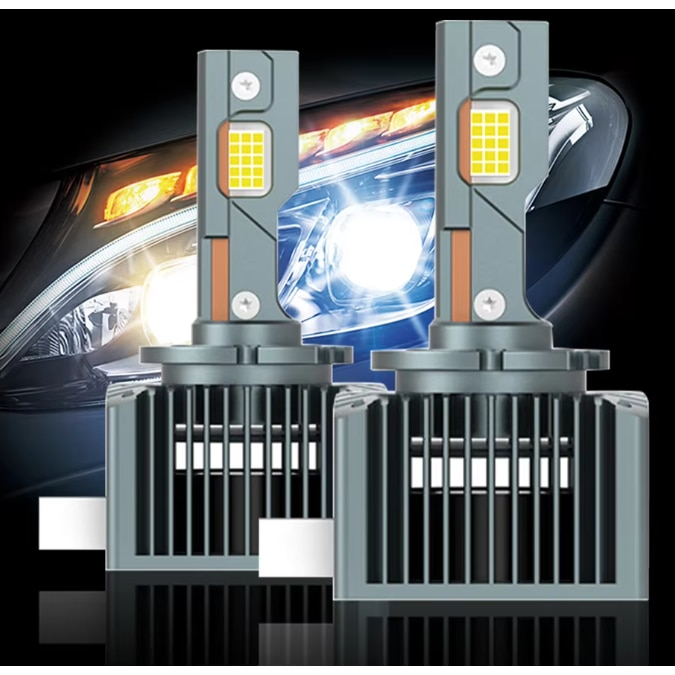 BZRSH LED D1S Premium Conversie Xenon 12000LM – Set 2 Becuri HID-LED 120W Canbus Plug&Play Alb Rece, Miez Cupru & Radiator Aluminiu, Iluminare OEM Upgrade [4]