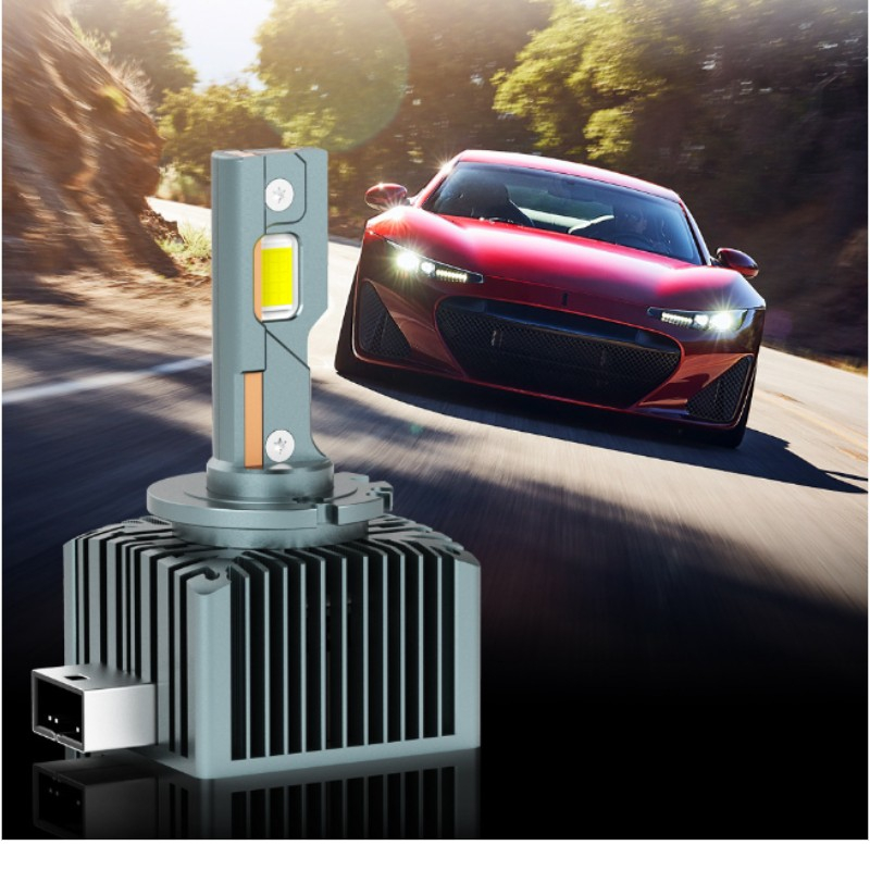 BZRSH LED D1S Premium Conversie Xenon 12000LM – Set 2 Becuri HID-LED 120W Canbus Plug&Play Alb Rece, Miez Cupru & Radiator Aluminiu, Iluminare OEM Upgrade [3]