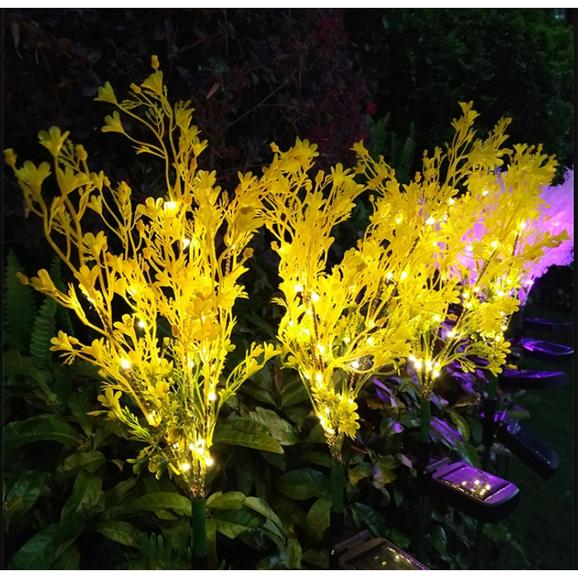 BZRSH Lumini Solare Grădină Decorative Design Floare Galbenă – Set 2 Bucăți LED, 110 lm, 70 cm, IP65, Pornire Automată [3]