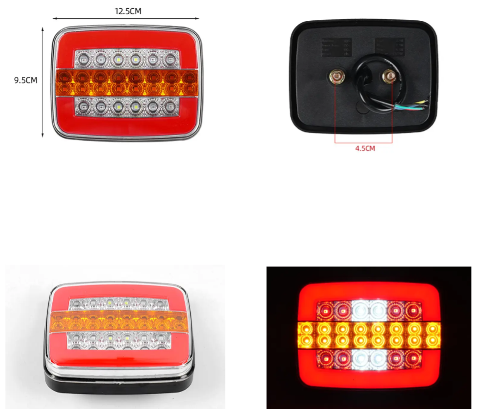BZRSH Set 2 Lămpi Stop LED Remorcă Camion 12V/24V, 4 Funcții, Semnalizare Dinamică, 125x95x36 mm [2]