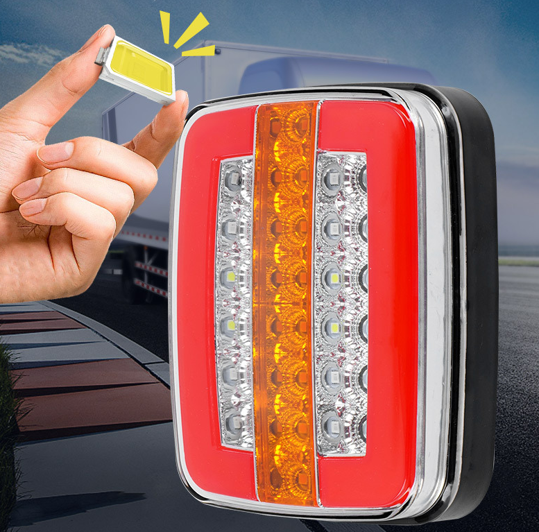BZRSH Set 2 Lămpi Stop LED Remorcă Camion 12V/24V, 4 Funcții, Semnalizare Dinamică, 125x95x36 mm [3]