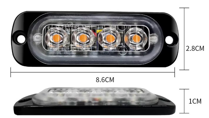 BZRSH Set 4 Lampi Avertizare LED Galbene Stroboscop 4x4W 12V 24V Auto Moto Utilaje [6]