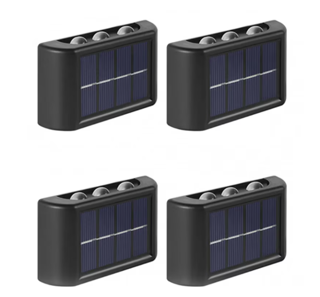 BZRSH Set 4 Lămpi Solare de Perete, 6 LED, iluminare Sus-Jos, Alb Cald, IP65, Autonomie 8h [2]