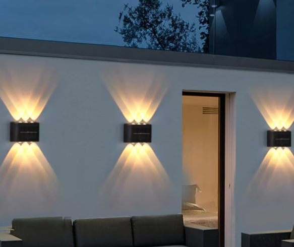 BZRSH Set 4 Lămpi Solare de Perete, 6 LED, iluminare Sus-Jos, Alb Cald, IP65, Autonomie 8h [5]