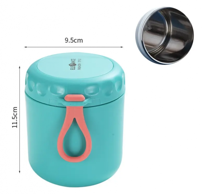 Caserola termica din inox, inchidere ermetica, termos, lingurita inclusa, capacitate 430ml [2]