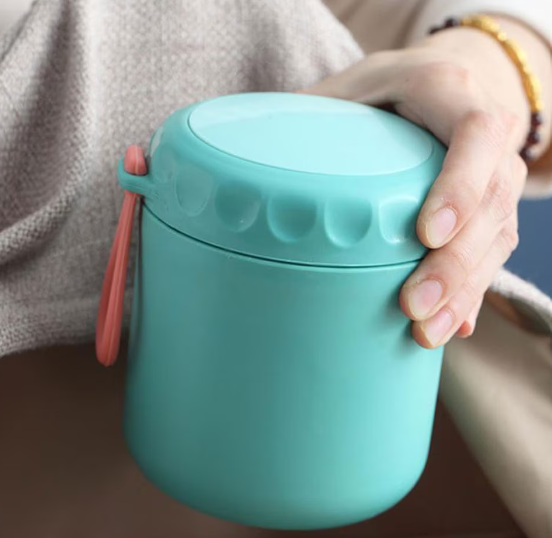 Caserola termica din inox, inchidere ermetica, termos, lingurita inclusa, capacitate 430ml [4]
