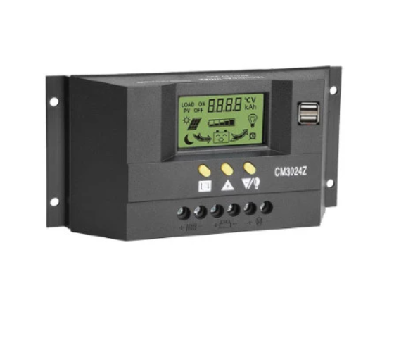Controler pentru panou solar,regulator, 30A, 12V/24V, display LCD si 2 porturi USB, negru [2]