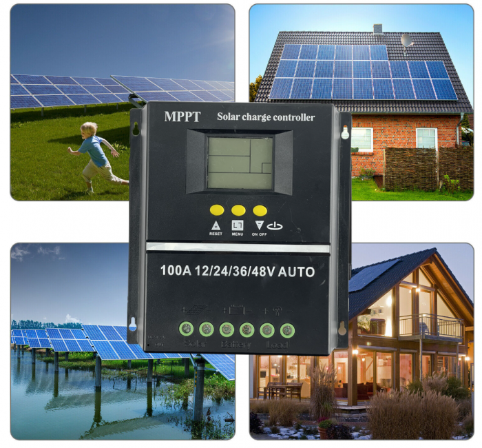 Controler solar, MPPT, 12V/24V/36V/48V, 100A, Regulator pentru panou solar [4]