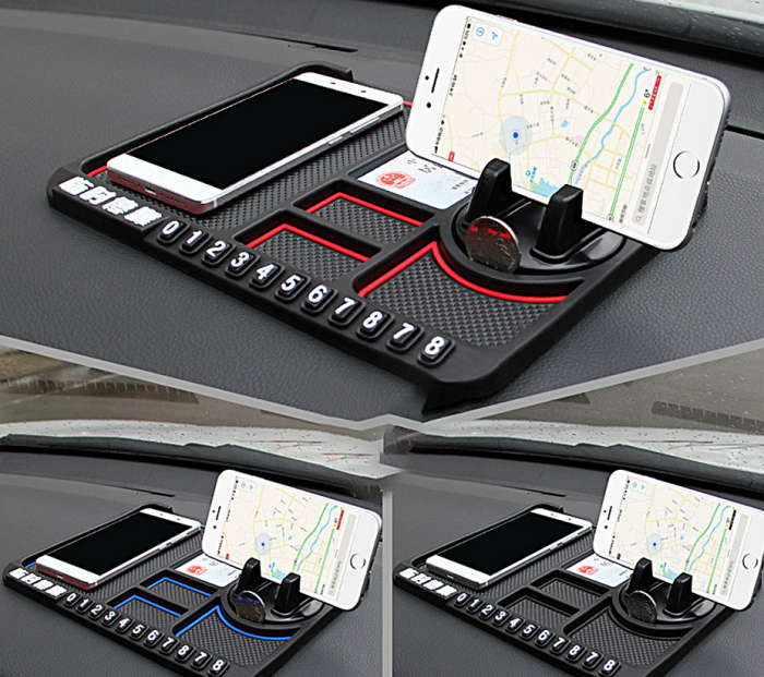 Covoras multifunctional pentru bord, anti-alunecare, suport telefon,  Afisare numar telefon, Negru [7]
