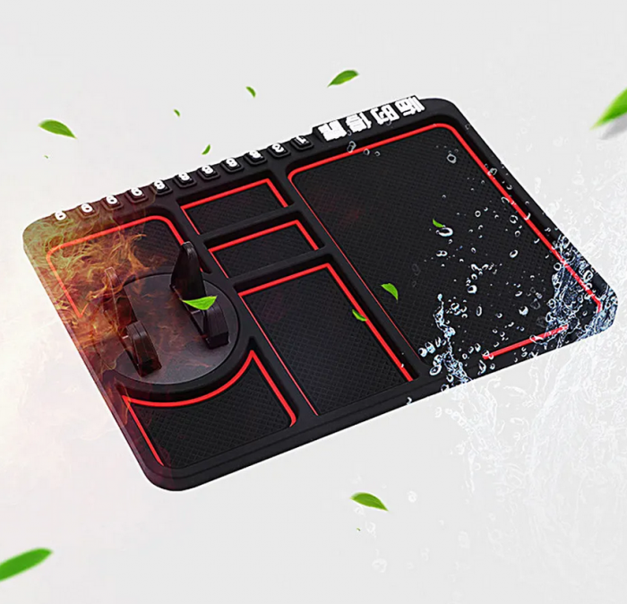 Covoras multifunctional pentru bord, anti-alunecare, suport telefon,  Afisare numar telefon, Negru [6]