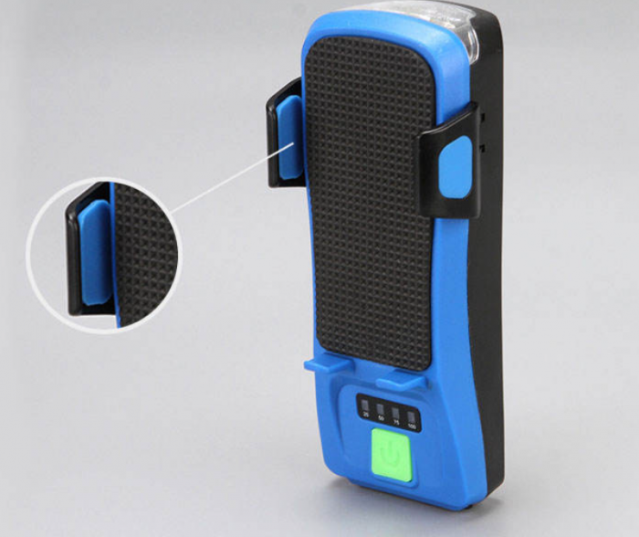 Far bicicleta cu suport telefon, claxon 130dB, Power bank 3000mAh, 3 moduri de luminare, 2 x T6 LED, rezistent la apa, Albastru [2]