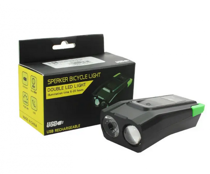 Far LED pentru bicicleta sau trotineta, 10W,  claxon, incarcare USB, bk-1718 [7]