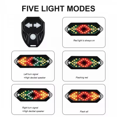 Semnalizare LED pentru Bicicleta FY-1820, Semnalizare cu semnal sonor, Telecomanda Wireless [2]